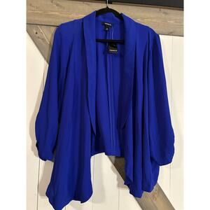 Torrid Bright Royal Blue Size 3 Shrug Bolero Crepe Drape Front Blazer 22/24 NWT
